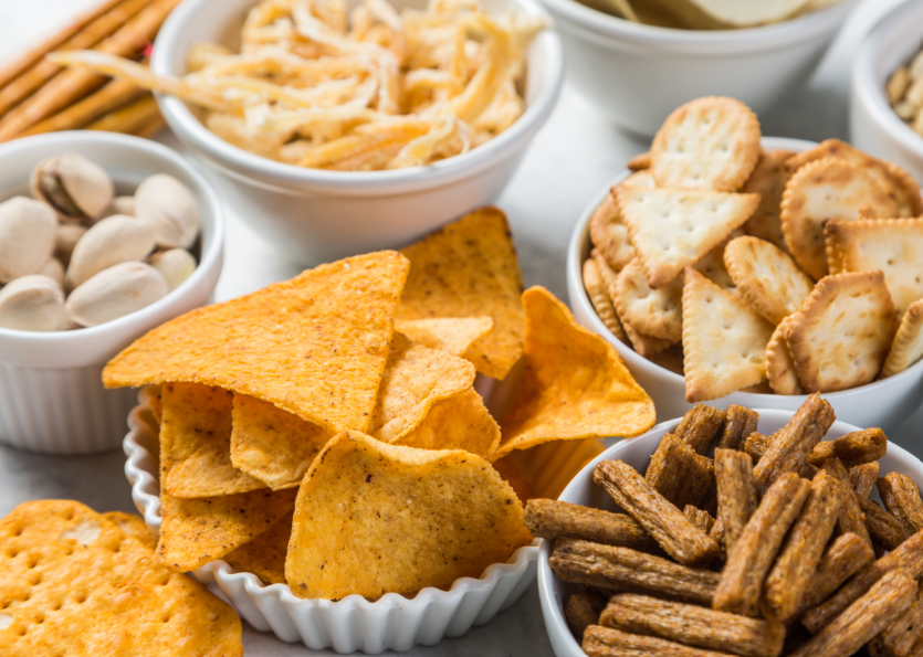 Bowls of snack food
